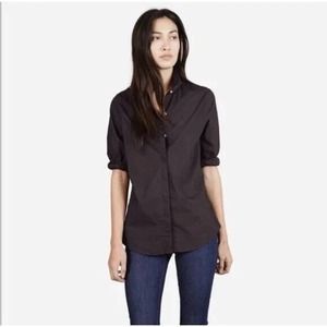 Everlane Shirt Womens Size Small BLack Poplin Long Sleeve Button Down